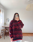 The Red & Black Poinsettia Sweater (L)