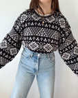 The White & Black Poinsettia Sweater (L)