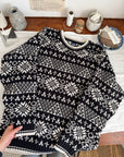 The White & Black Poinsettia Sweater (L)
