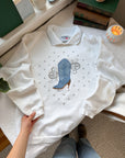 The Cowboy Boot Collared Crewneck (L)