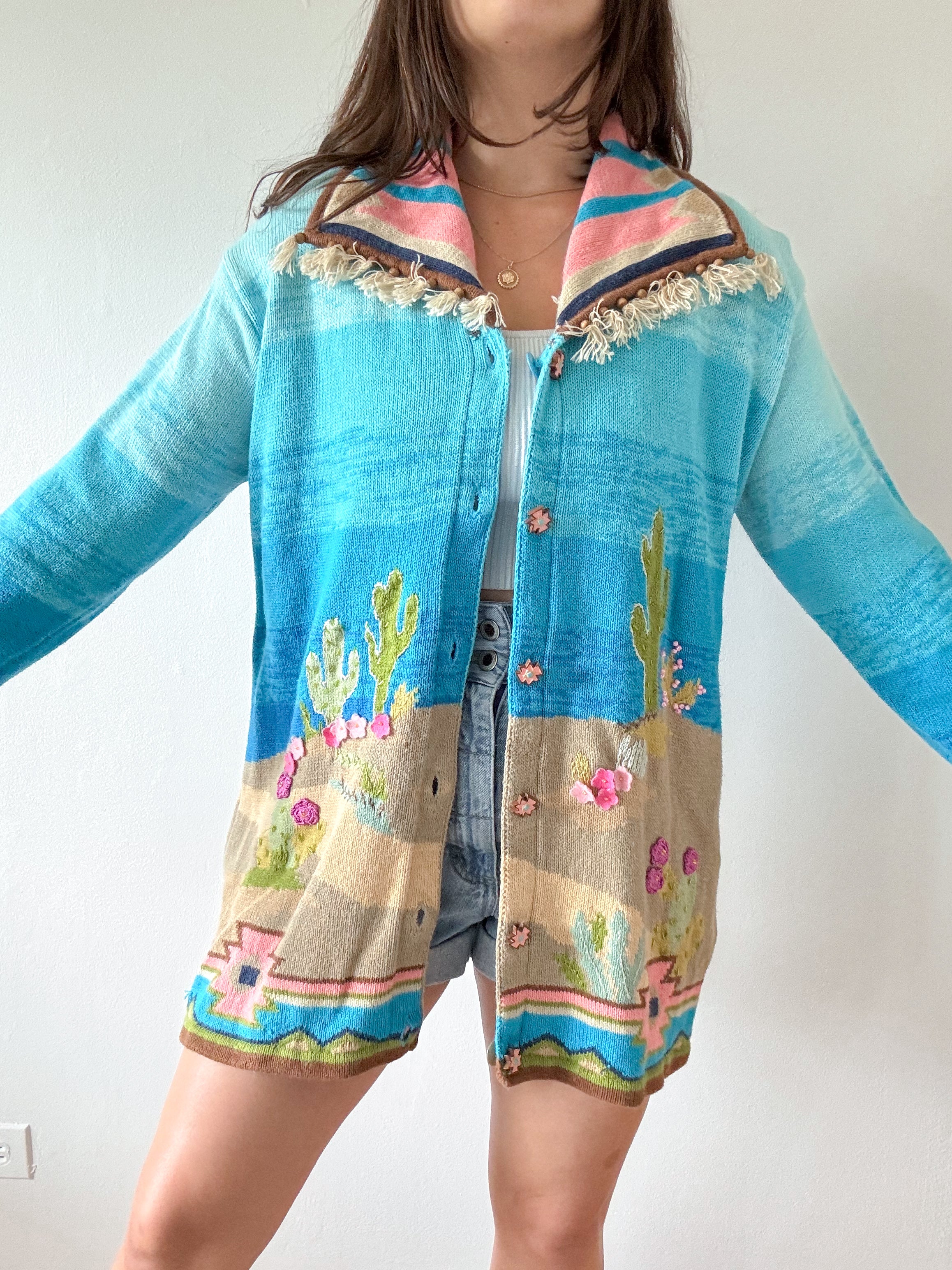 The Southwest Cacti Cardigan (L) – earthful collective