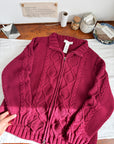 The Wine Cable Knit Zip Up (M)