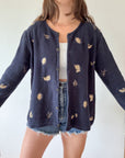 The Navy Leaf Cardigan (XL)