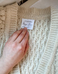 The V Neck Ivory Fisherman Cardigan (XL)
