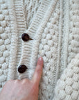 The V Neck Ivory Fisherman Cardigan (XL)