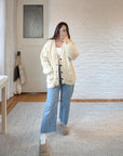 The V Neck Ivory Fisherman Cardigan (XL)