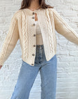 The Flat Button Yule Log Cardigan (S)