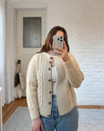 The Flat Button Yule Log Cardigan (S)