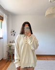 The Cream Wooden Button Henley (XL)