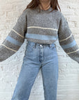 The Grey Chest Stripe Sweater (L)