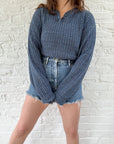 The Blueberry Henley Sweater (XL)
