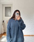 The Blueberry Henley Sweater (XL)