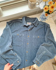 The Slate Blue Corduroy Button Up (L)
