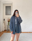 The Slate Blue Corduroy Button Up (L)