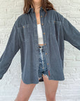 The Slate Blue Corduroy Button Up (L)
