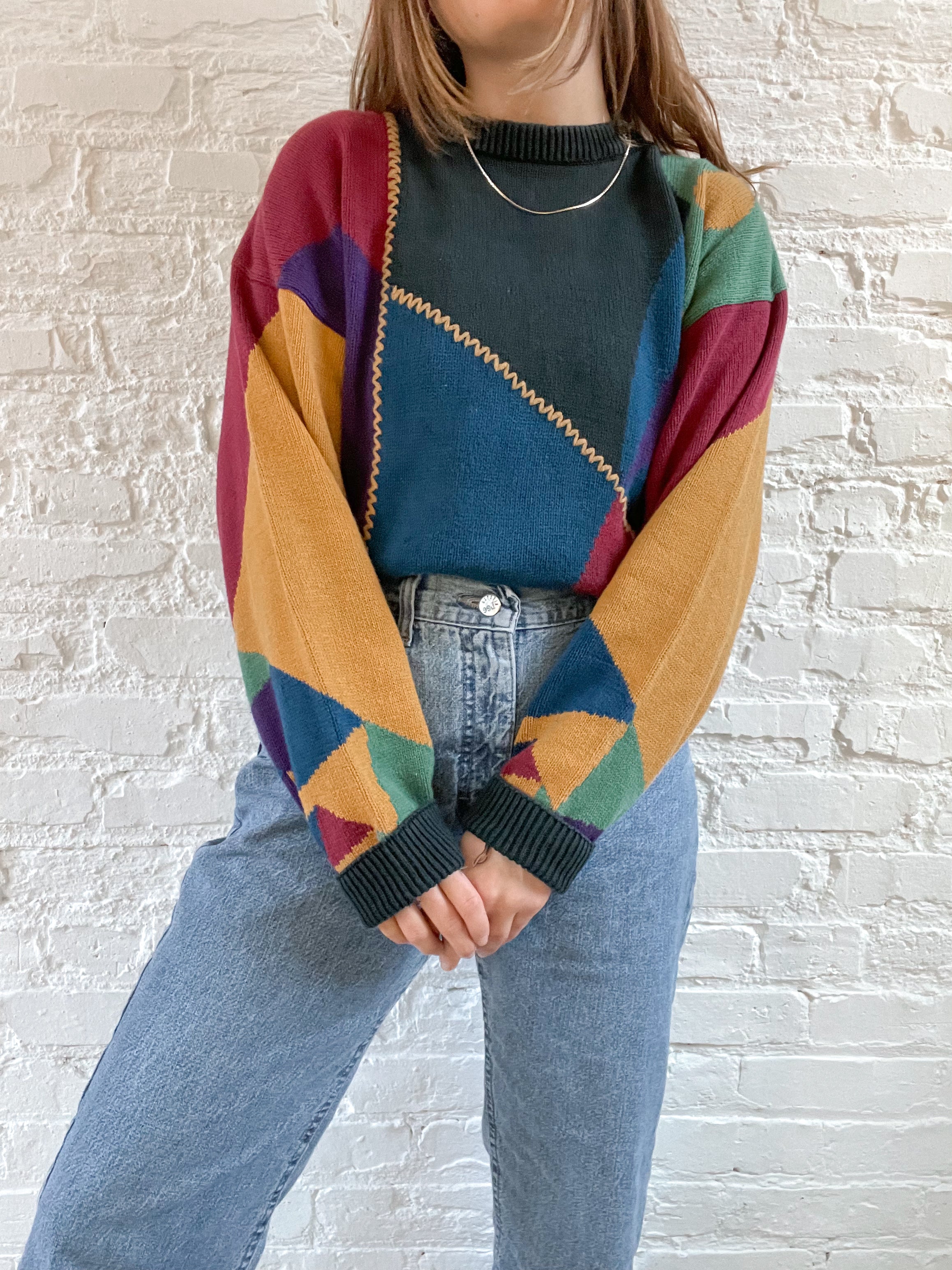 The Abstract Color Block Sweater (M) – earthful collective