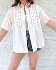 The Pinstripe Flower Crown Button Up (XL)