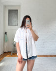 The Pinstripe Flower Crown Button Up (XL)