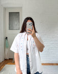 The Pinstripe Flower Crown Button Up (XL)