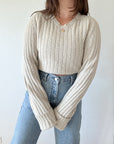 The Oat Ribbed V Neck Sweater (XL)
