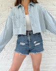 The Cropped Gingham Button Down (M)