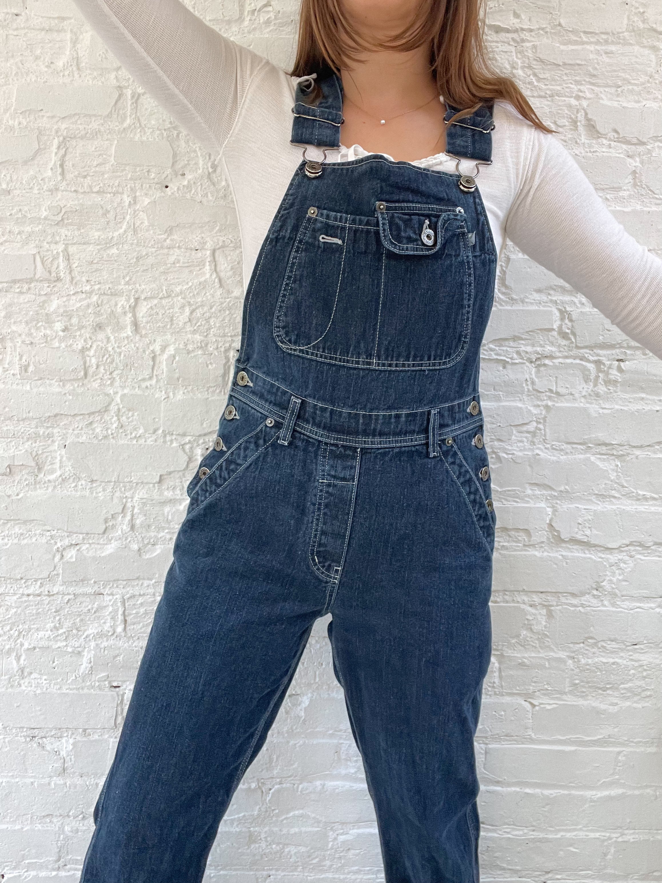 Dark Wash Silver Jeans Flare Overalls (S)