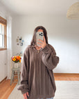 The Brown Cable Knit V Neck Sweater (XXL)