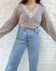 The Taupe V Neck Sweater (L)