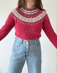 The Raspberry Fair Isle Neck Sweater (S)