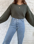 The Olive Ribbed Pullover (L)