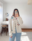 The Maroon & Teal Leaf Cardigan (XL)