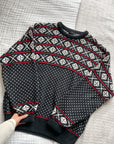 Vintage Black White & Red Pattern Sweater (L)