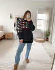 Vintage Black White & Red Pattern Sweater (L)