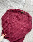 Vintage Maroon Cable Knit Sweater (L)