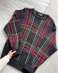 Vintage Black & Plaid Knit (XL)