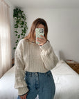 Vintage Cream Textured Sweater (XL)