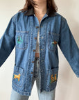 The Dog Embroidered Denim Barn Jacket (S/M)
