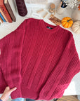 The Cranberry Red Textured Sweater (L)
