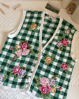 The Floral Gingham Sweater Vest (L)