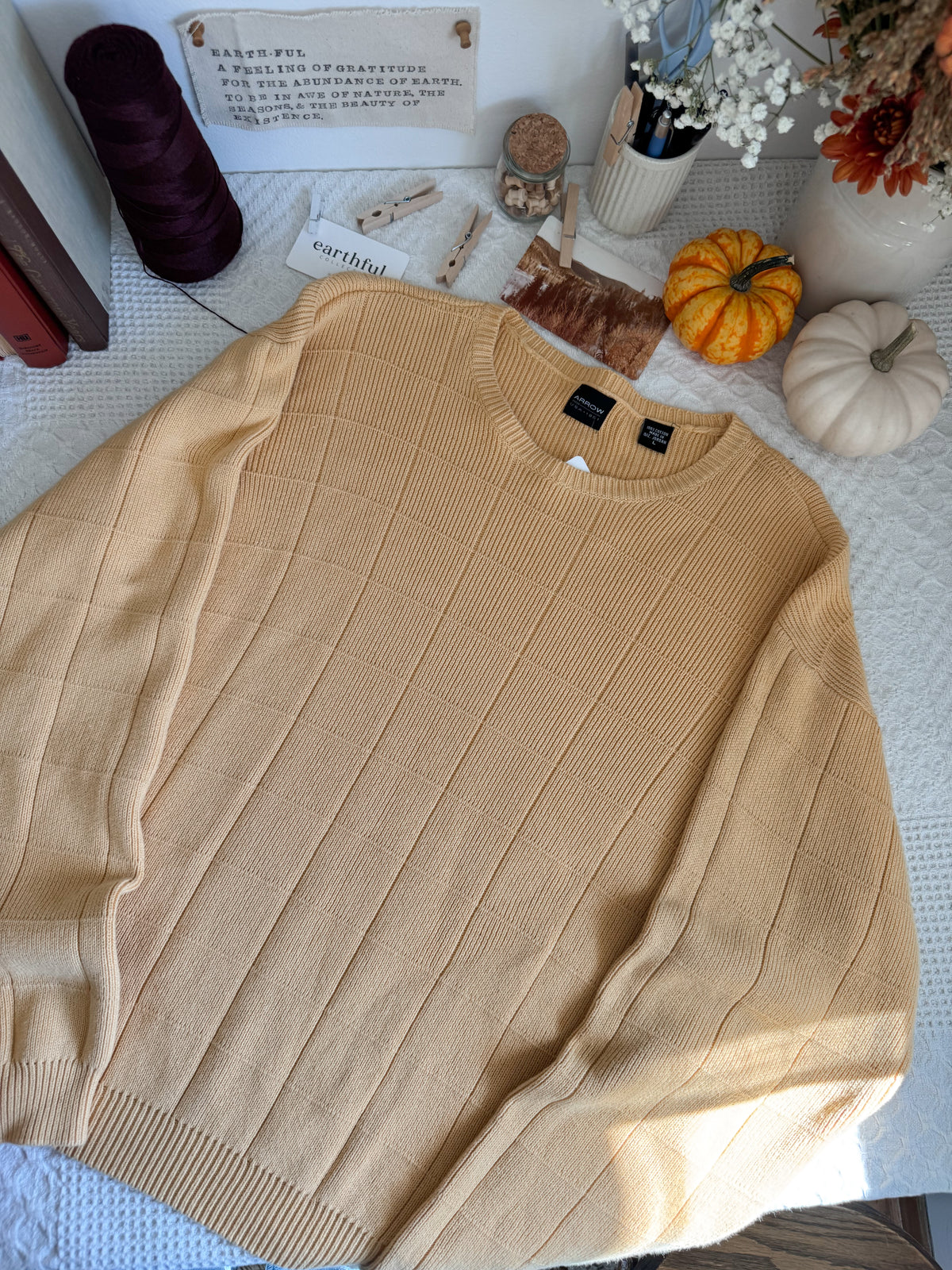 The Sunflower Yellow Checkered Sweater (XL)