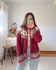 The Cherry Moose Fair Isle Zipper Cardigan (M)