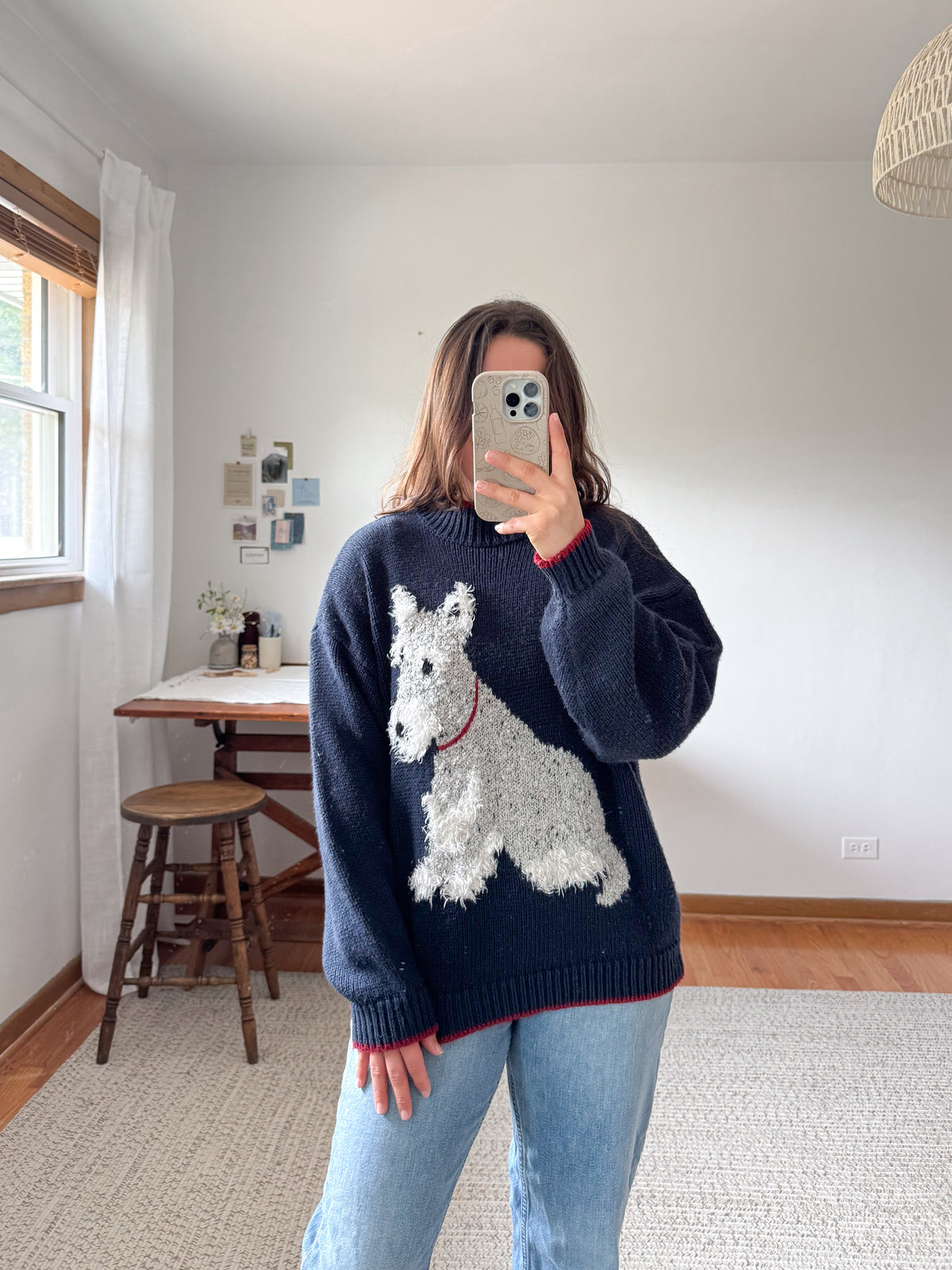 The Schnauzer Navy Mock Neck Sweater (L)