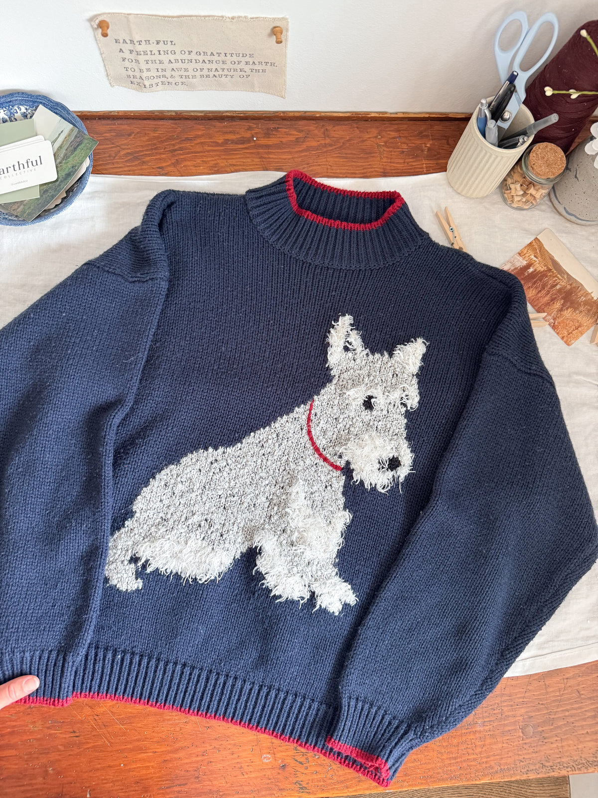 The Schnauzer Navy Mock Neck Sweater (L)