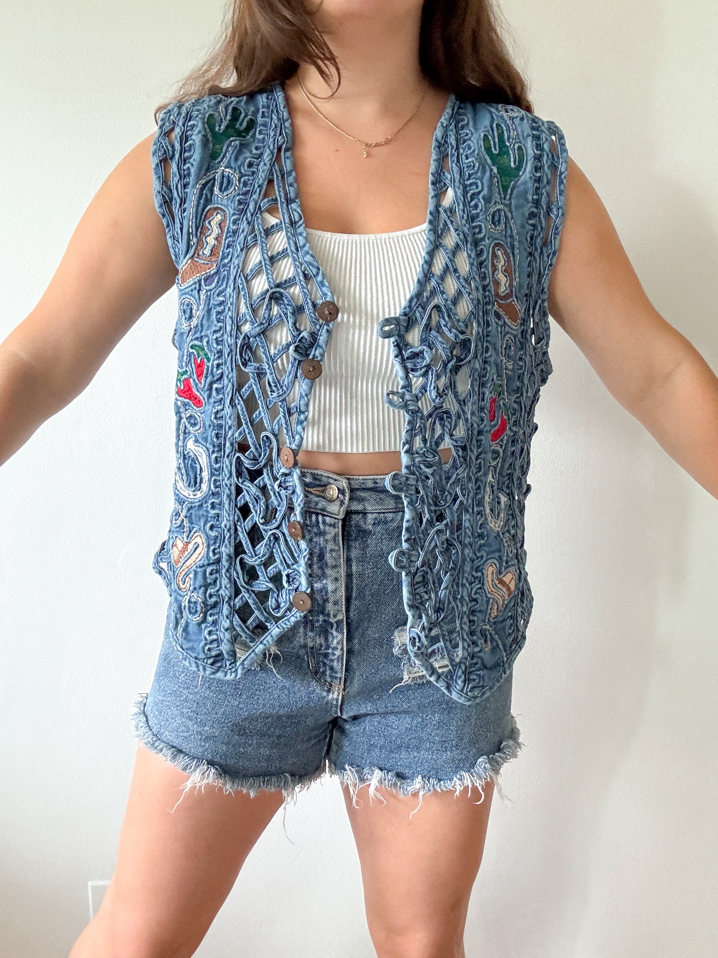 The Western Denim Vest (L)