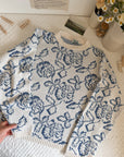 The White & Blue Rose Sweater (L)