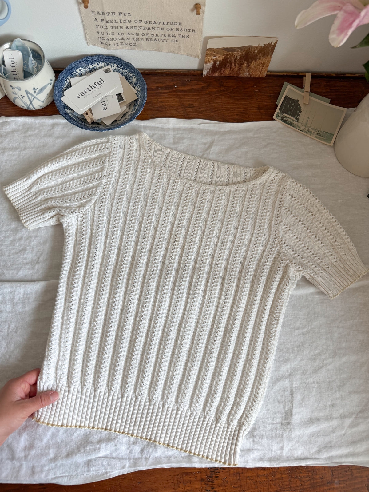 The White Textured Sweater Tee (S)