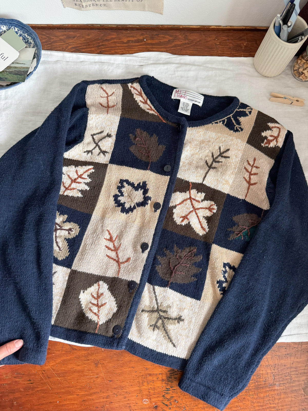 The Checkered Leaf Cardigan (S)