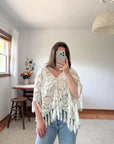 The Y2K Crochet Fringe Poncho Style Top (M)