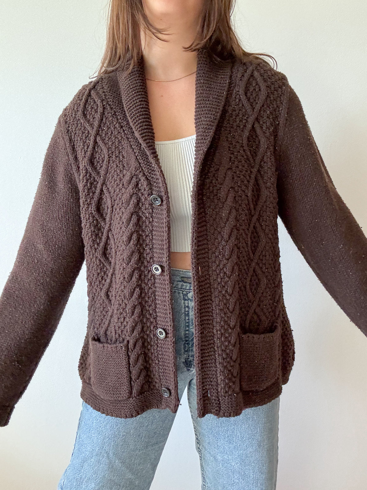 The Brown Speckle Cable Cardigan (XL)