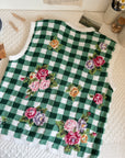 The Floral Gingham Sweater Vest (L)